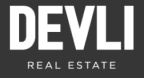 Devli real estate logo in white color on black background